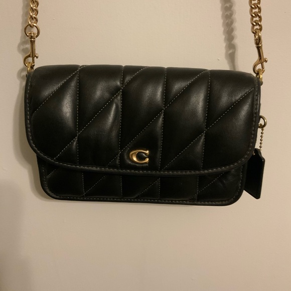 Coach Handbags - Coach Black Quilted Crossbody Bag with Gold Chain